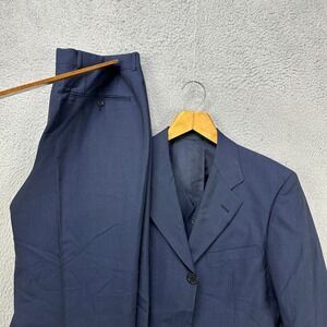 Hugo Boss Men Navy Blue 3 Piece Mohair Wool Suit Blazer Vest Pants Size 42R